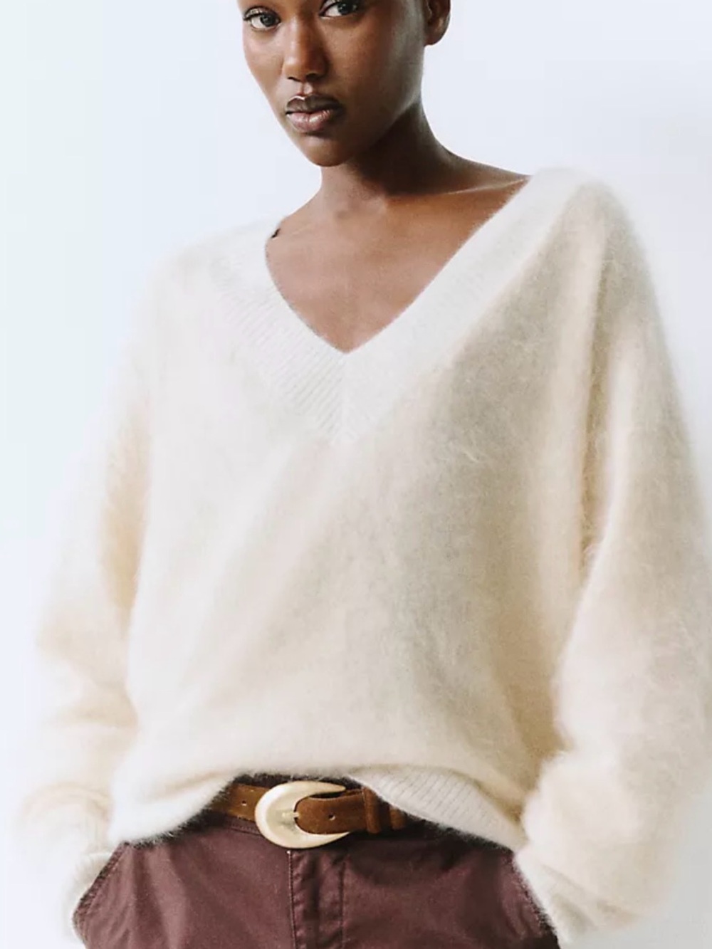 By Anthropologie 100% Brushed Merino Wool Sweater Ivory Small